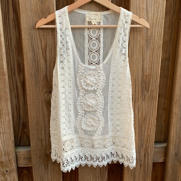 Nicole Miller Artelier Sheer Lace Detail Top - Picture 2 of 9